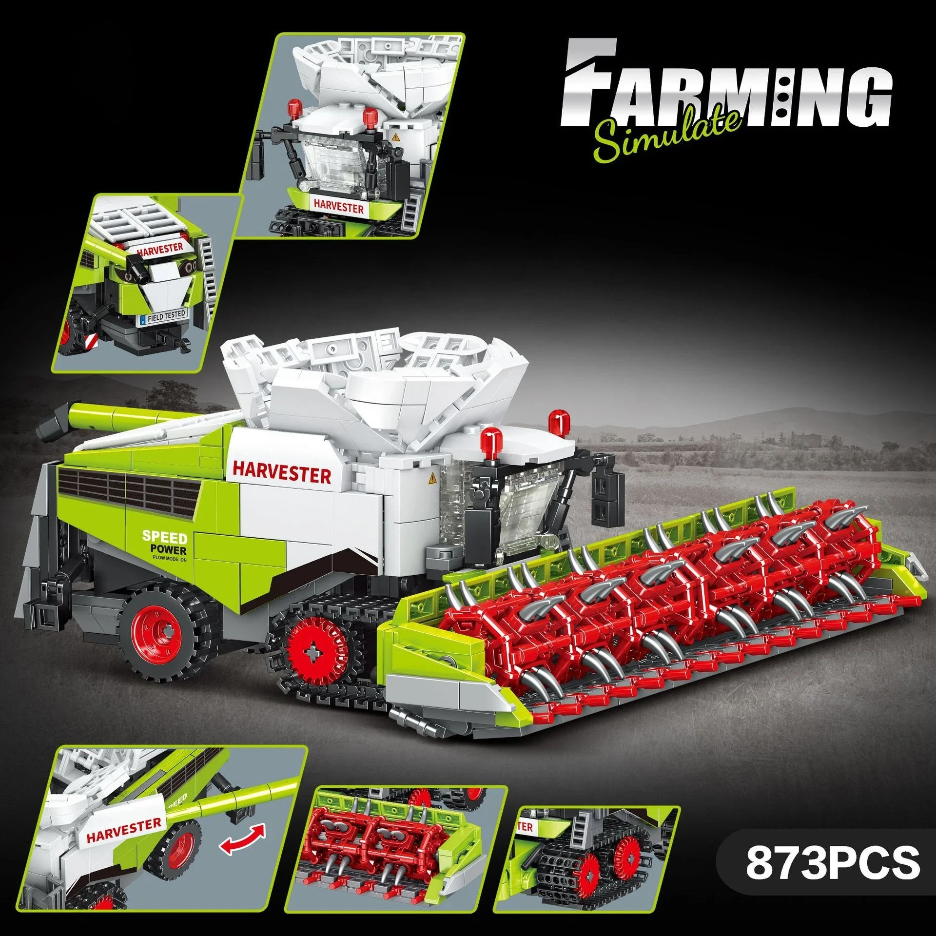 القش حصادة جرار لودر أطفال بالريموت كنترول نموذج اللبنات الآلات الزراعية تجميعها الطوب لعبة طفل هدية عيد ميلاد