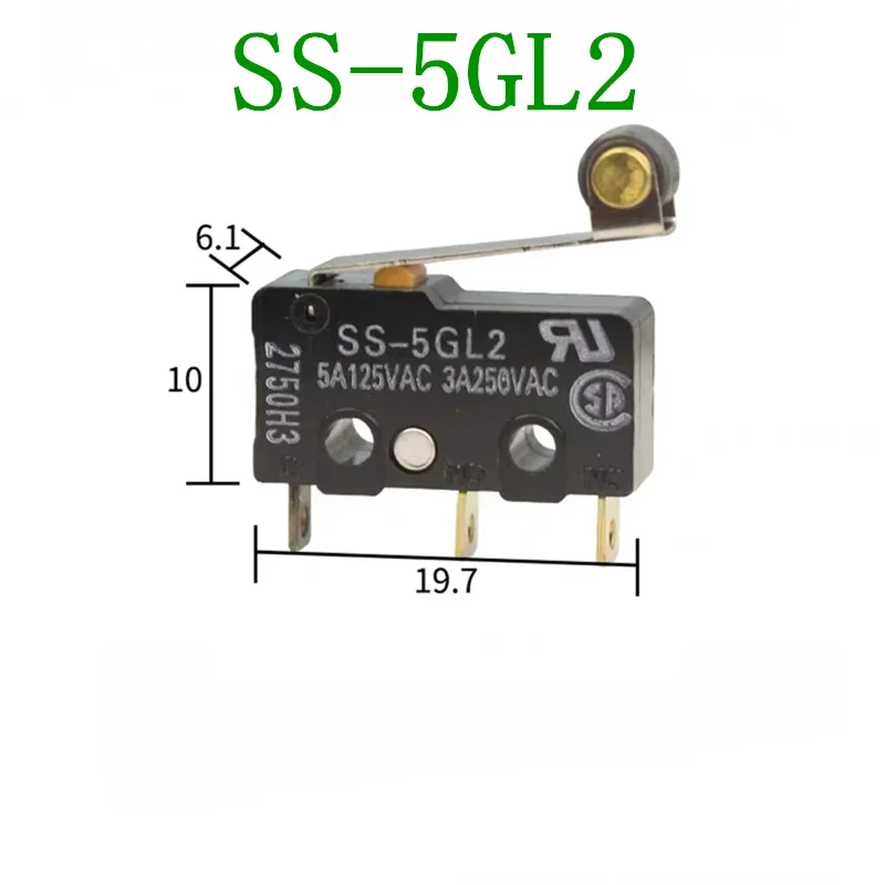 Palanca de rodillo de bisagra 20 piezas, SS-5GL2 Original, 3 pines SPDT, microinterruptor básico subminiatura, SS-10GL13