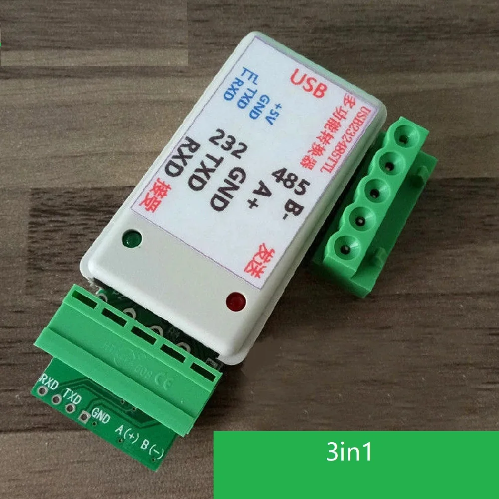 3 in1 USB 232 485 TO RS485 / USB TO RS232 / 232 TO 485 converter adapter ch340 W/LED for WIN7,Linux PLC Access control