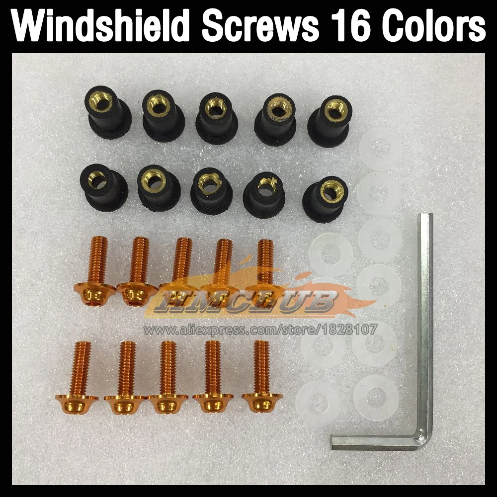 31pcs Motorcycle Windshield Bolts Nuts For KAWASAKI NINJA ZX-12R ZX 12 R 12R ZX12R 2002 2003 2004 2005 2006 Windscreen Screws