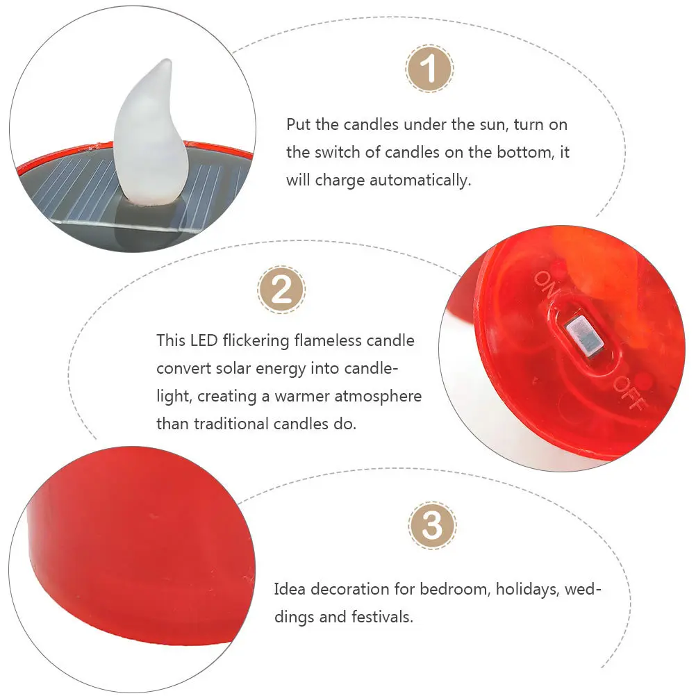 

6Pcs LED Solar Lights Yellow Flicker Flameless Waterproof Eco Friendly Lamps for Home Garden Wedding Festival