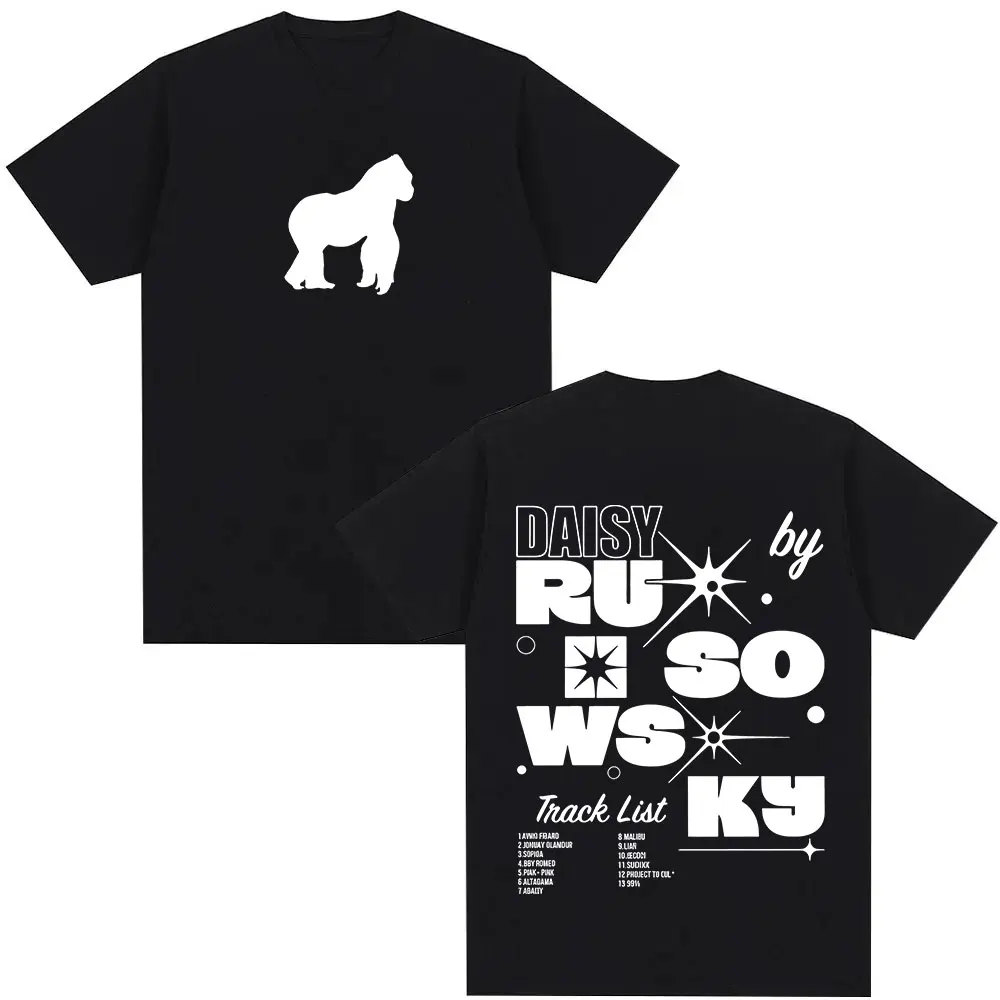 Camiseta del álbum del rapero Rusowsky Madrid Daisy Tour 2025, camiseta unisex de algodón puro 100% con estampado de música pop de moda hip-hop de verano