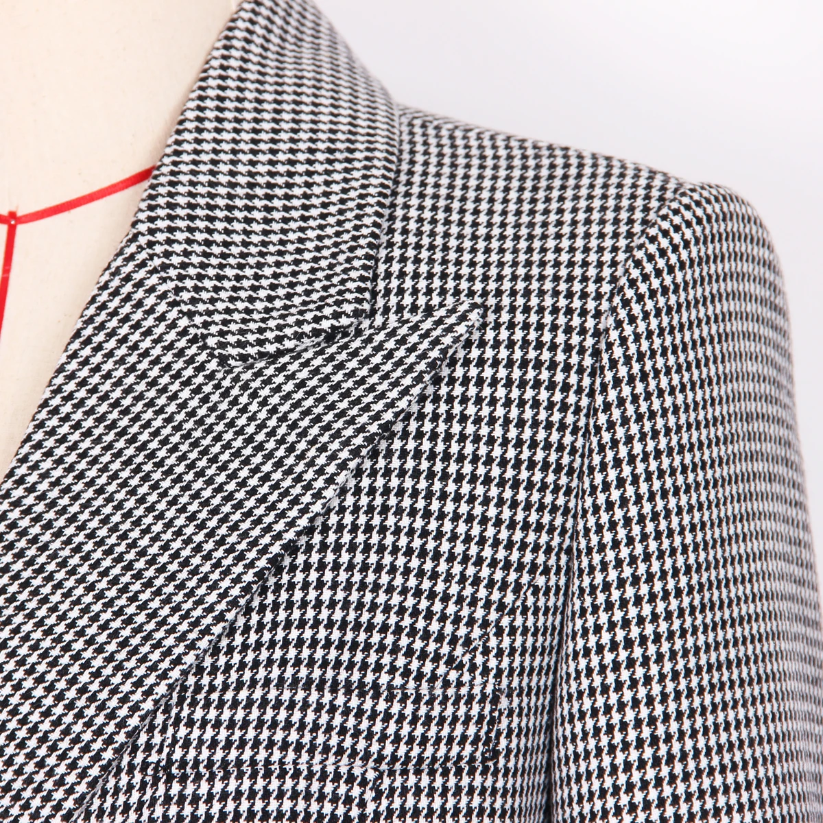 Spring And Autumn New High Quality Classic Collar Long Sleeve Double Breasted Thousand Bird Grid Coat Coat Windbreaker
