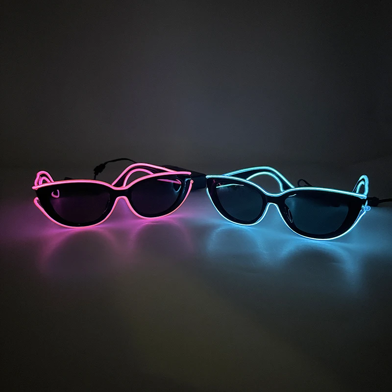 Cool Retro glowing Cat Eye Sunglasses Women fashion Sunglasses led light up Sunglasses for nightclub party music festival props