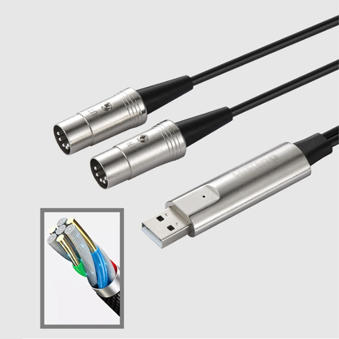 Hifing-USB In-Out Midi Cable, One in One Out Interface, 5 Pin Line Converter, PC para Teclado de Música Cabo Adaptador