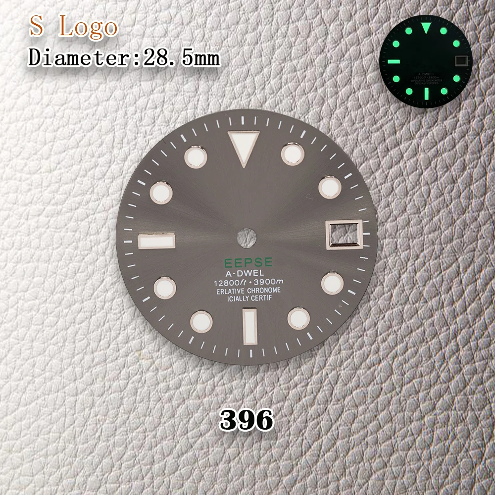 Articolo di vendita caldo Nuovo logo S da 28,5 mm SUN Ghost King NH35 quadrante adatto al movimento NH36 accessori per la modifica dell'orologio luminoso verde ﻿