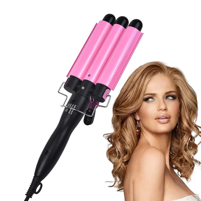 

Трехтрубная щипцы для завивки волос в виде яичного рулета, 3-х бочек, щипцы для завивки волос с волнистыми волнами небольшого и большого объема со светодиодным дисплеем температуры