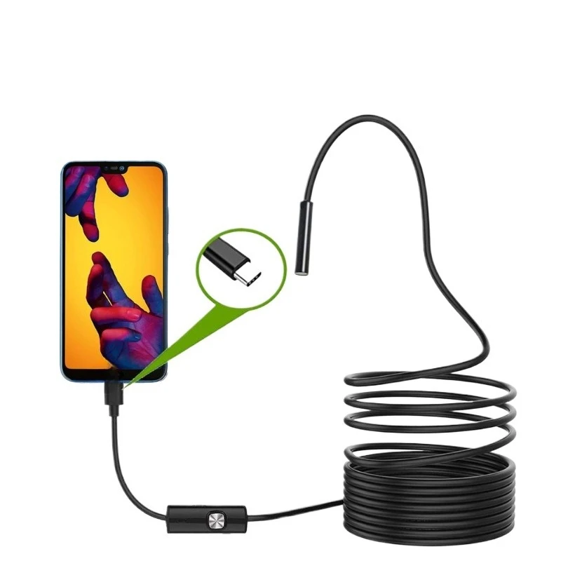 TYEP-C Android High Definition Endoscope Air Conditioner Auto Repair Industrial Pipe Probe Waterproof Visual Camera 5.5mm