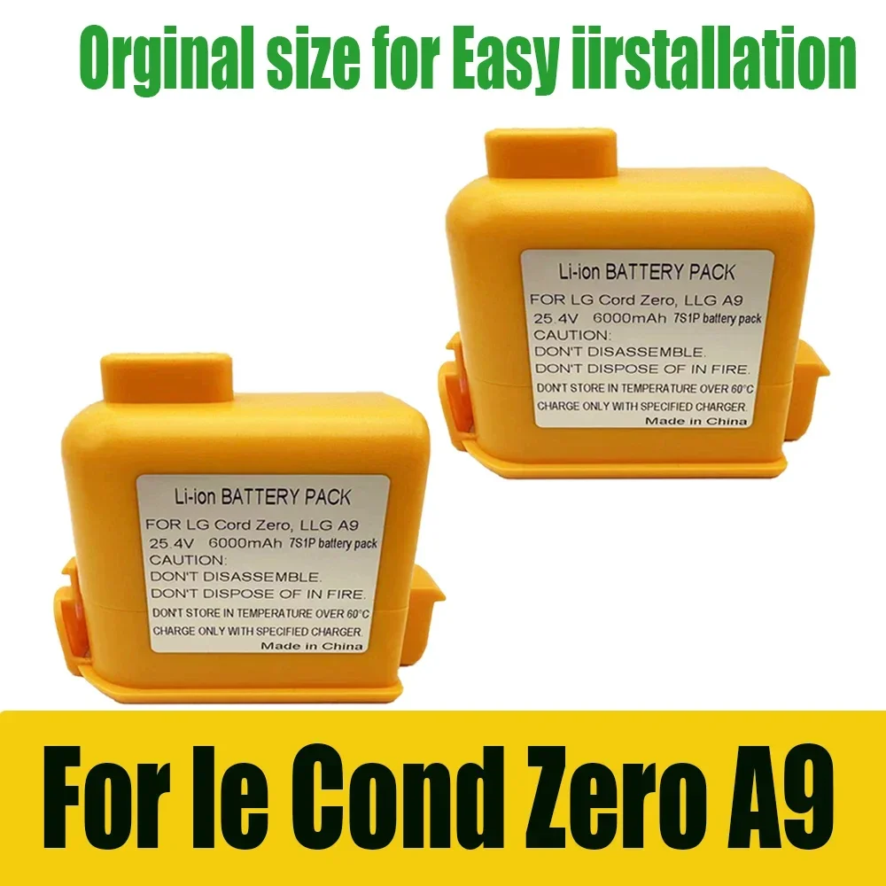 6000mAh CordZero Battery for A9/P9/A9S Vacuum, KC Certified, Compatible with EAC63382201/04 LG CordZero A9 Battery Replacement