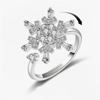 Fashion Fidget Spinner Ring Anxiety for Women Sunflower Rings Rotate Anti Stress Wedding Snowflake Finger Jewerly Accessories