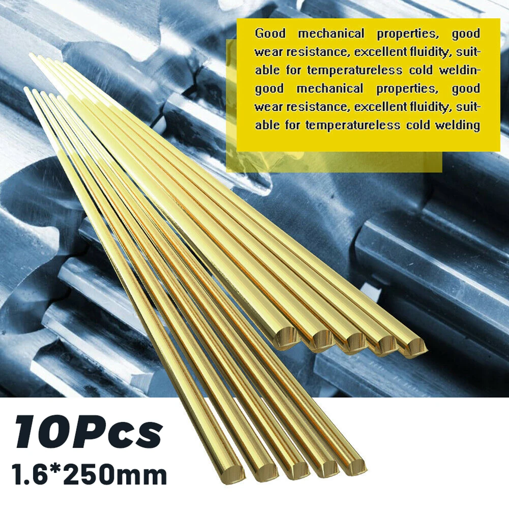 10pcs 1.6x250mm Brass Rods Wires For Repair Welding Brazing Soldering Low Temperature Brass Welding Rod Welding Supplies