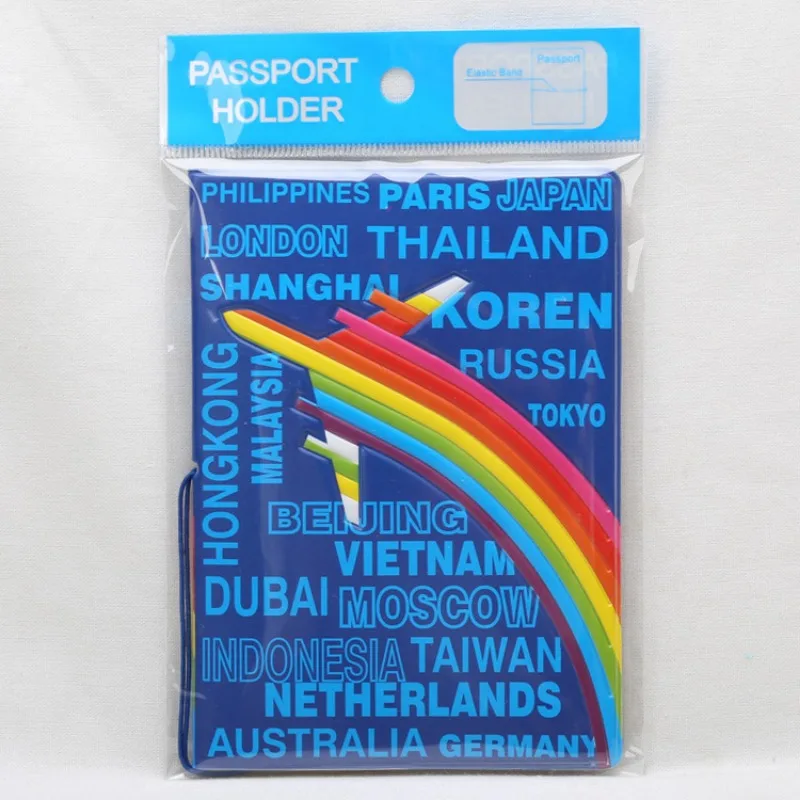 Étui de couverture de passeport de motif arc-en-ciel d'avion, porte-passeport de voyage avec fente pour cartes d'identité et de crédit, protecteur de passeport de voyage dans le monde