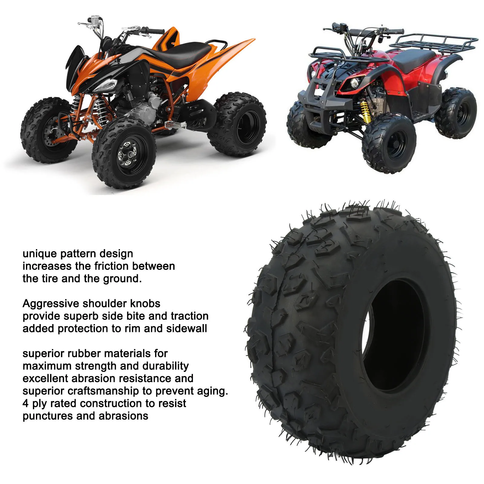 145/70‑6 Tubeless Tire 24PSI Front Rear for Baja Blitz Dirt Bug Doodle Bug Motovox MBX10 ATV Quad 6in Rim ATV Tubeless Tyre