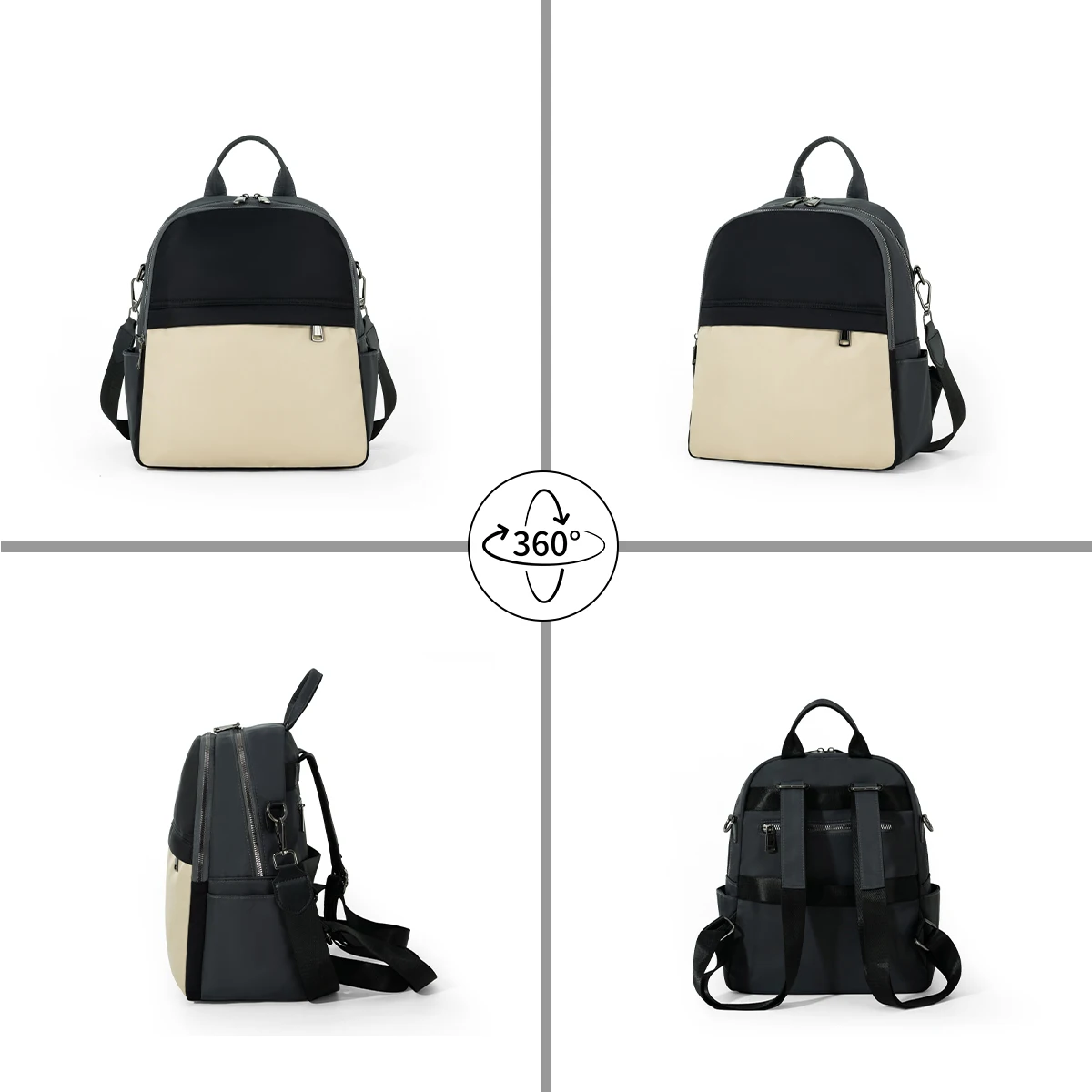 2026 New Model High-End Versatile Student Backpack Simple Solid Color Oxford Cloth Color-Blocking Trendy Versatile Backpack for Women Commuting to Work