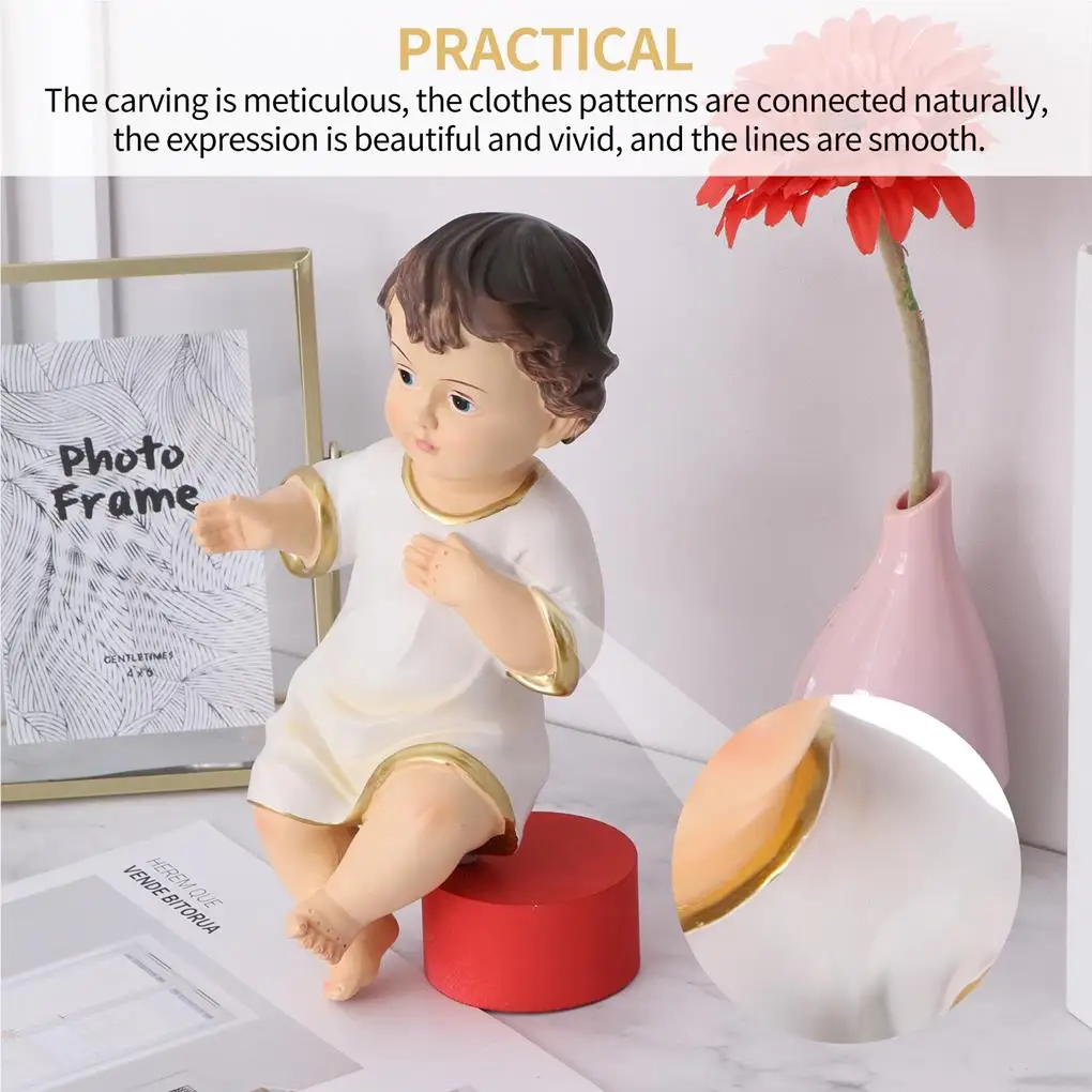 Resin Baby Ornament Practical Small Baby Doll Study Room Bookshelf
