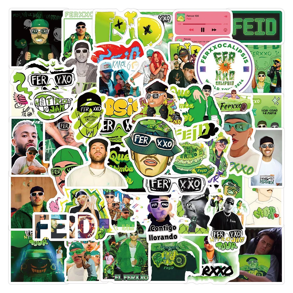 10/30/60pcs Cool Singer Feid Stickers Ferxxo Album Cartoon Decals Skateboard Suitcase Phone Car Waterproof Graffiti Sticker Toys