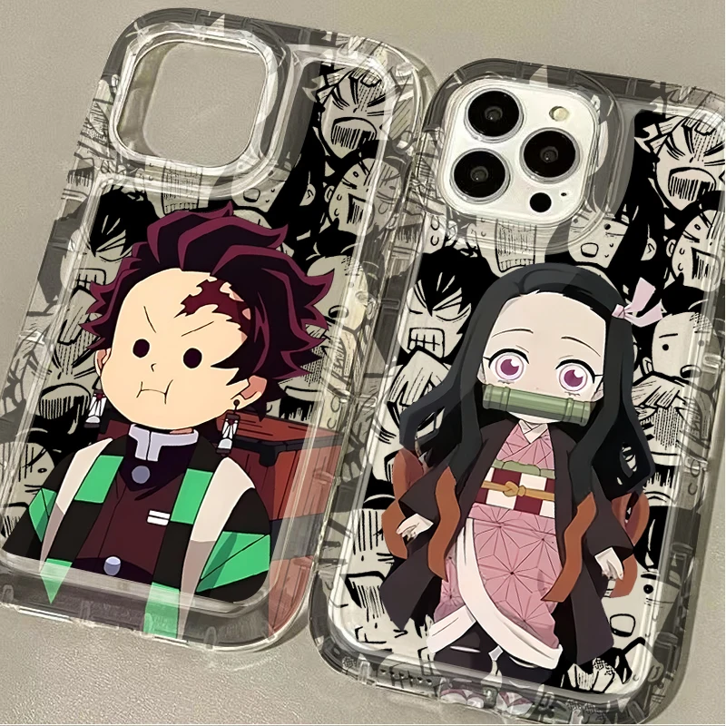 Custodia trasparente Anime Demon Slayer per iPhone 15 14 13 12 11 Pro Max XR XS X 8 7 6 6S Plus SE 2020 retro in Silicone morbido antiurto Etui