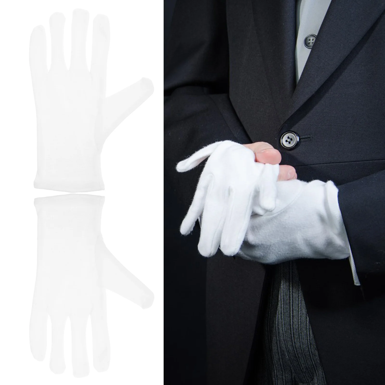 

2 Pcs White Cotton Gloves Labor Protection Non-slip Heavy Duty Outdoor Sports Gardener Working Pruning Greenhouse Tools
