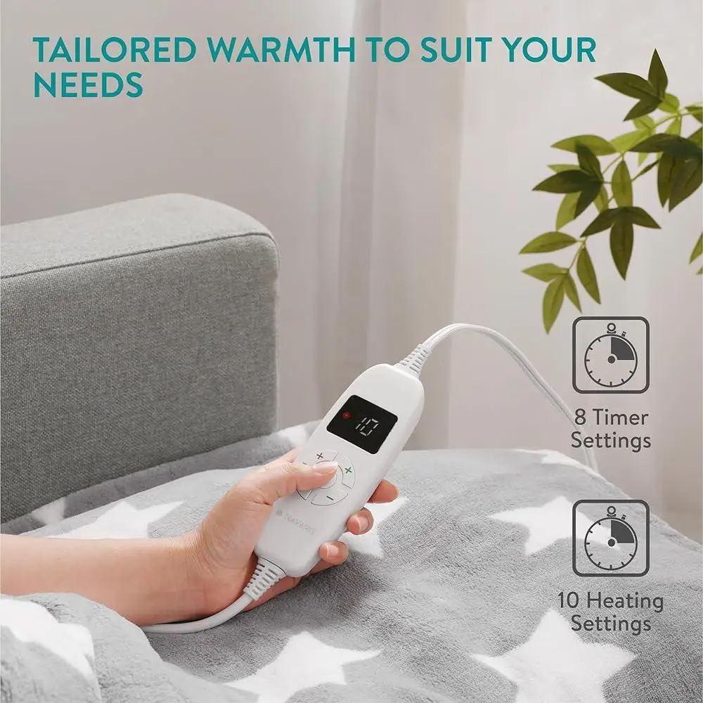 Heated Throw Blanket Electric Custom Heat 10 Modes Intelligent Timer Overheat Protection Machine Washable Fleece Warm Comfort