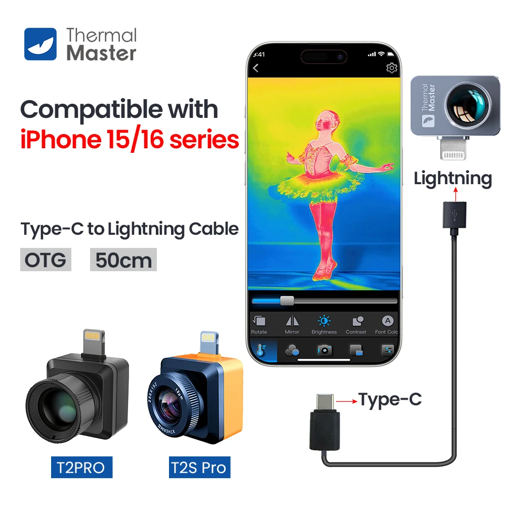 

Accessories for Thermal Camera,iphone 15 iPhone16 Extension Cable Adapter Support OTG, Mental Handle Holder p2pro T2PRO X2 X3