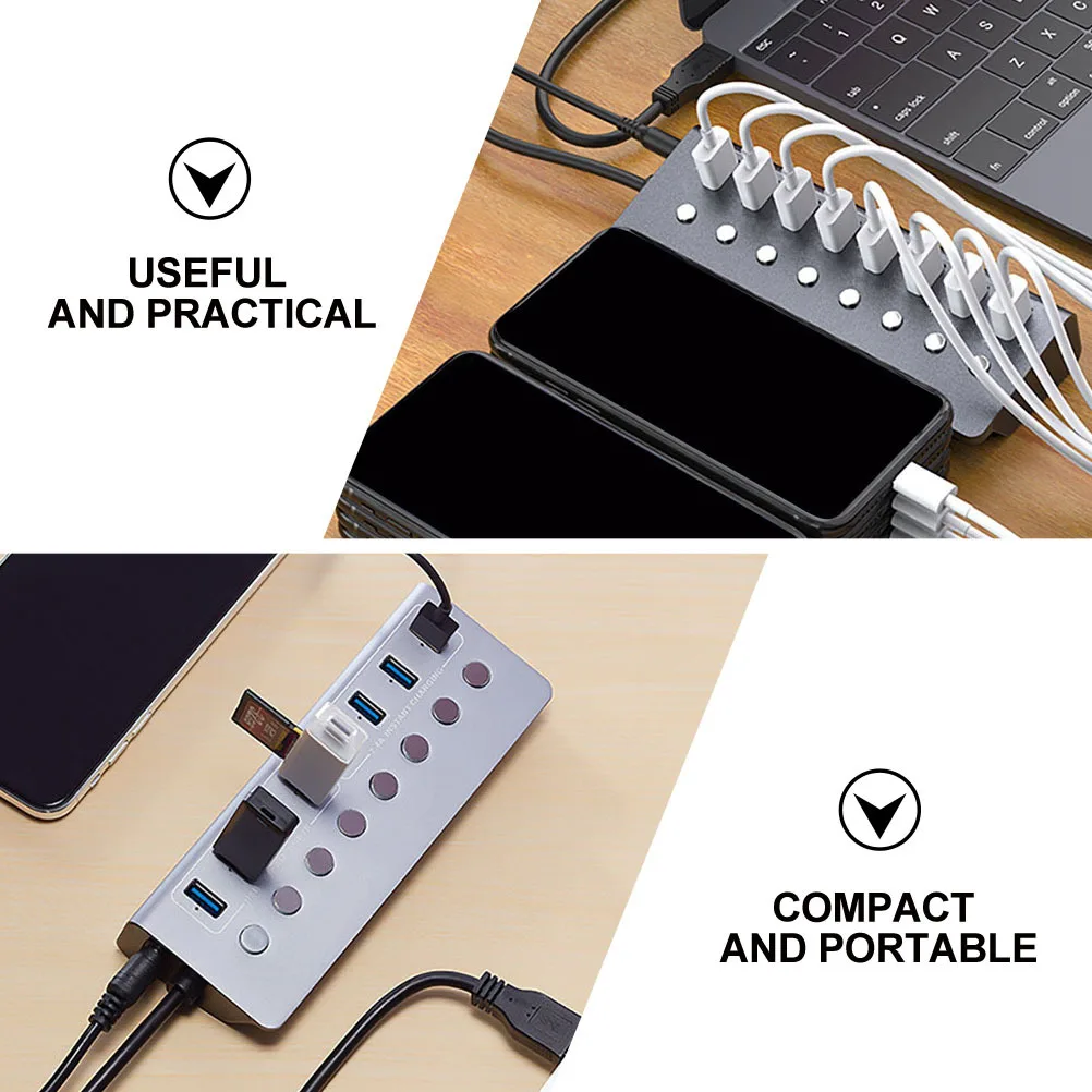 

Compact 7-Port USB 30 Hub 1 Charging Port 24a Max Current Portable USB Divider for Business Travel and Data Transmission