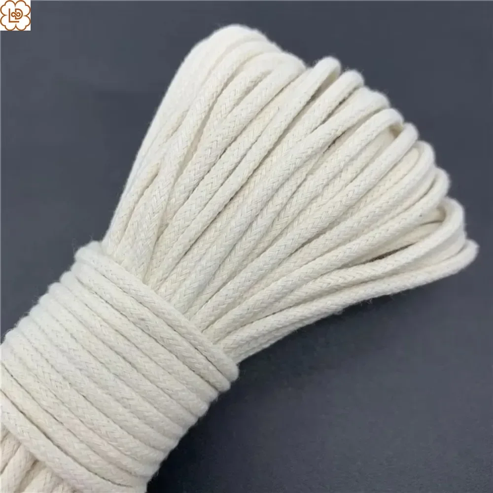 4mm 80 Meter Braided Cotton Rope Tape with Cotton Filling Drawstring Bags Accessory Binding Craft Plait Cotton Sash Cord Rope