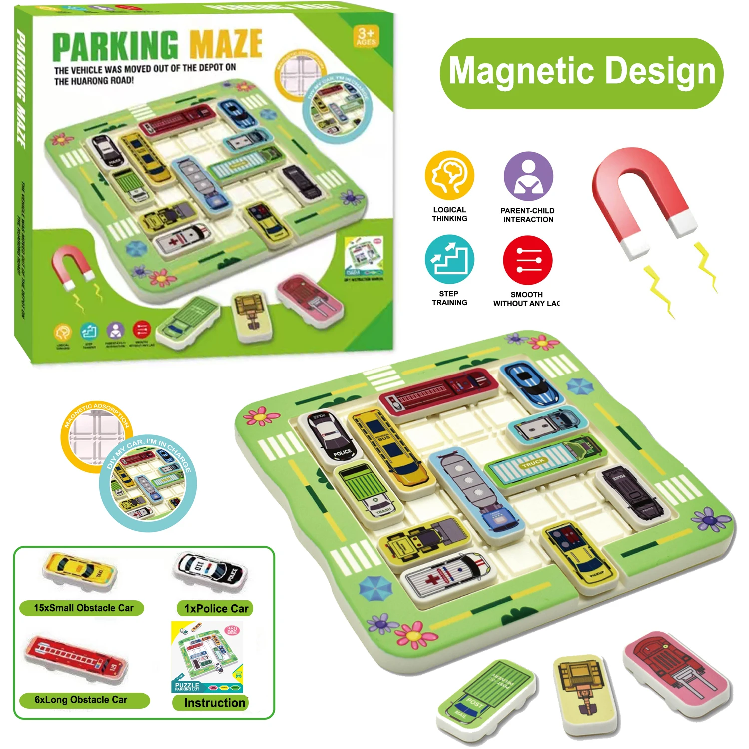 

Magnetic Parking Maze Magnetic Parking Puzzler Magnetic Car Toy Travel Game Traffic Challenges Board Game Toys Montessori Toys