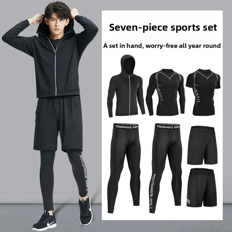 

Men's Casual Sports Suit Summer Fitn Running Equipment Qui Dry Sweat Absorbent High Elastic Tight Training Clothes Baske...