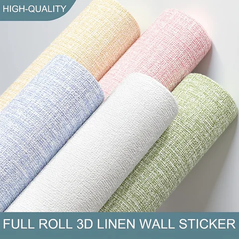 50cm Linen 3D Foam Self-adhesive PVC Solid Color Thickened Waterproof Background Wall Renovation Wallpaper Wall Stickers