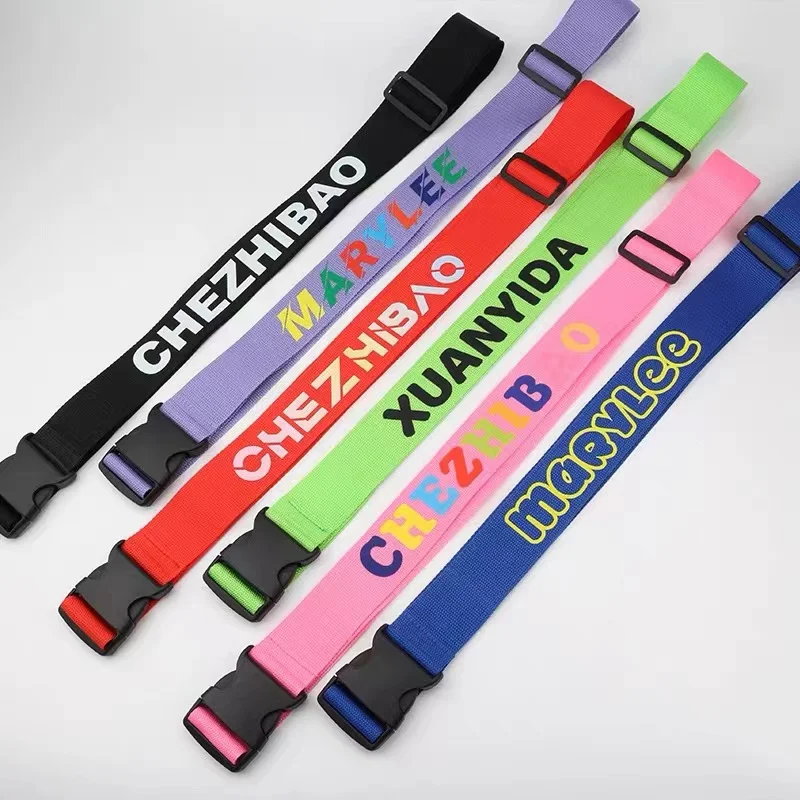 Customized Luggage Strap Custom Printing Your Text Logo Name Tag Travel  Suitcase Secure Lock Durable Nylon Packing Strap Belt