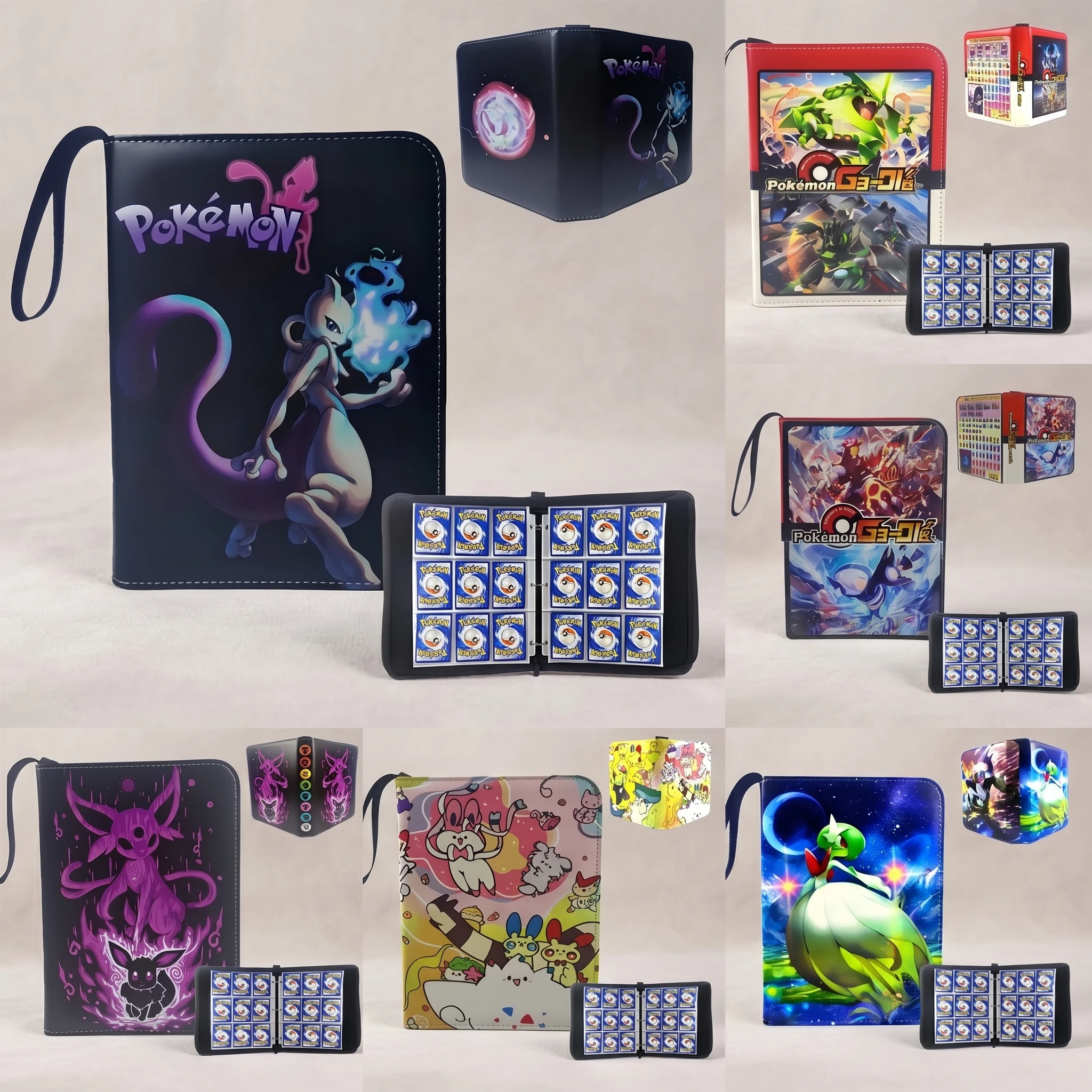 Bandai Pokemon 4or9 Grid Card Album Binder Pokemon Verzamelmap Mewtwo Gardevoir Eevee Pikachu Trading Card Storage Gift