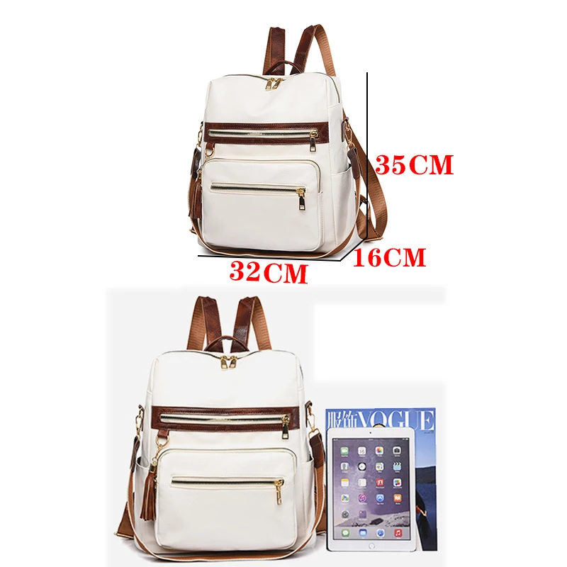 New High Quality Women Backpack 2024 Soft PU Backpacks Girl Luxury Back Pack Laptop Bag Large Capacity Female Travel Bag Mochila image 2