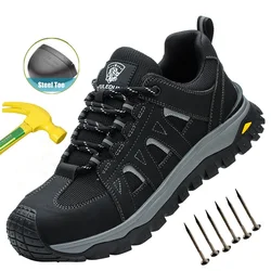 Work Shoes Non Slip Rubber Boots Comfortable Safety Shoes Man Work Shoes With Steel Toe Puncture Proof Safety Work Sneakers