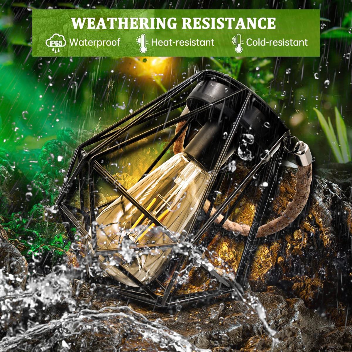 Solar Lanterns Lamps Tabletop Filament LED E27 Hanging Solar Powered Garden Decorative Table Lights for Patio Backyard Courtyard