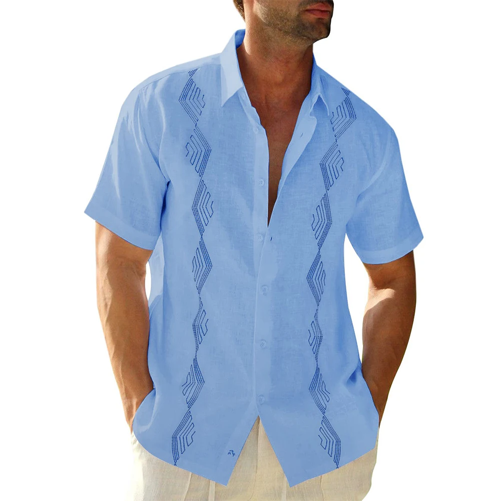 Mens Casual Shirts Mens Print Short Sleeve Shirts Vacation Beachwear Hawaiian Style Polyester Fabric Print Pattern