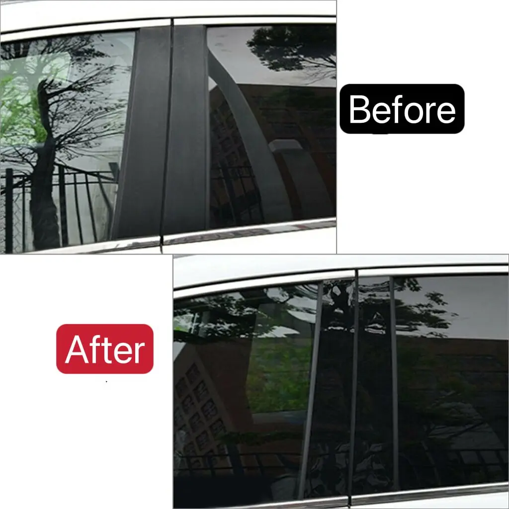 

Gloss Black Carbon Pillar Posts Fit For Chevrolet Silverado 1500 Crew Cab 2019-2024 Door Side Window Trim Cover Moulding