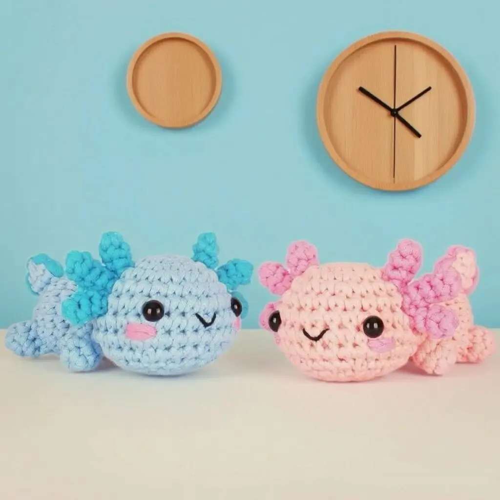 

Beginner Friendly Crochet Kit For Beginner Cute Axolotl Plush Toy Eco Yarn Stuffed Animal Gift Idea Crochet Amigurumi Animal Kit