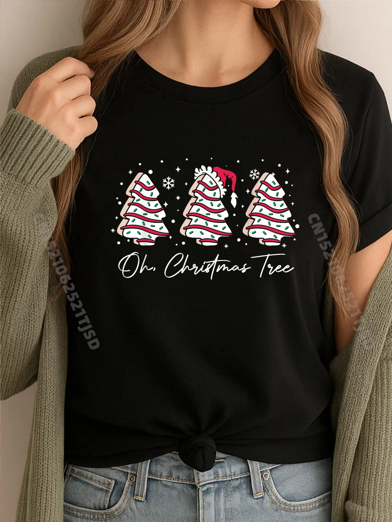

Oh Christmas Tree Cakes Debbie Рождественский закусочный торт Графические рубашки для женщин и мужчин Мужская одежда 2025