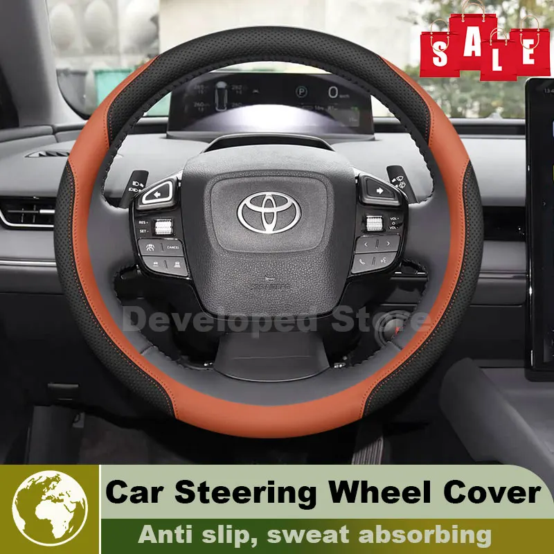 Leather Car Steering Wheel Cover For NEW Toyota BZ3 BZ BZ4X 2026-2023 Auto Steering Wheel interior Toyota Prius 2026 Accessories