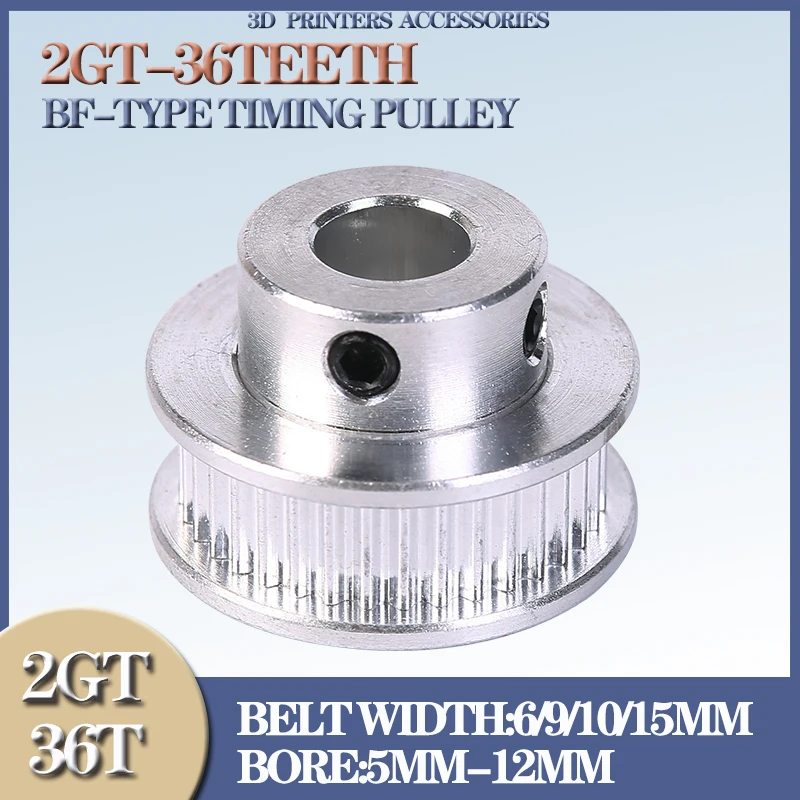 GT2 Timing Pulley(each Piece with 2 Setscrews) Teeth Number: 16 teeth or 20 teeth Teeth Pitch: 2mm Flange: Double Material: Alum