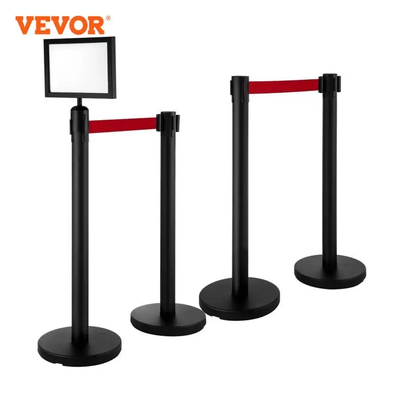 VEVOR  6PCS Gold Poles or 4Pcs Black Poles Crowd Control Barriers Line Dividers with One Sign Frame and Stable Weighted Base