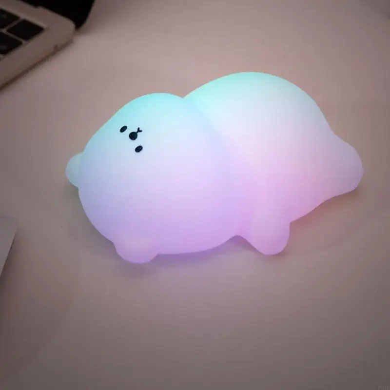 قابلة للشحن الدب سيليكون أضواء الليل التحكم باللمس عكس الضوء LED مصباح السرير نسيج السيليكون للأطفال غرفة الحضانة P9YB