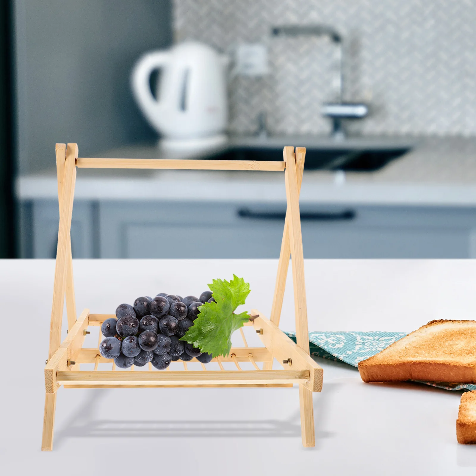 

Bamboo Woven Basket for Fruits Vegetables Snacks Bread Storage Retro Style Home Kitchen Dining Room Cafe Decoration