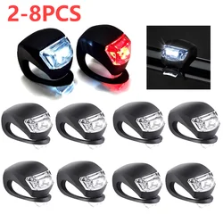 1-4Pairs LED Silicone Bicycle Front Rear Light Set 3 Modes Waterproof MTB Mountain Road Bike Cycling Headlight Tail Warning Lamp
