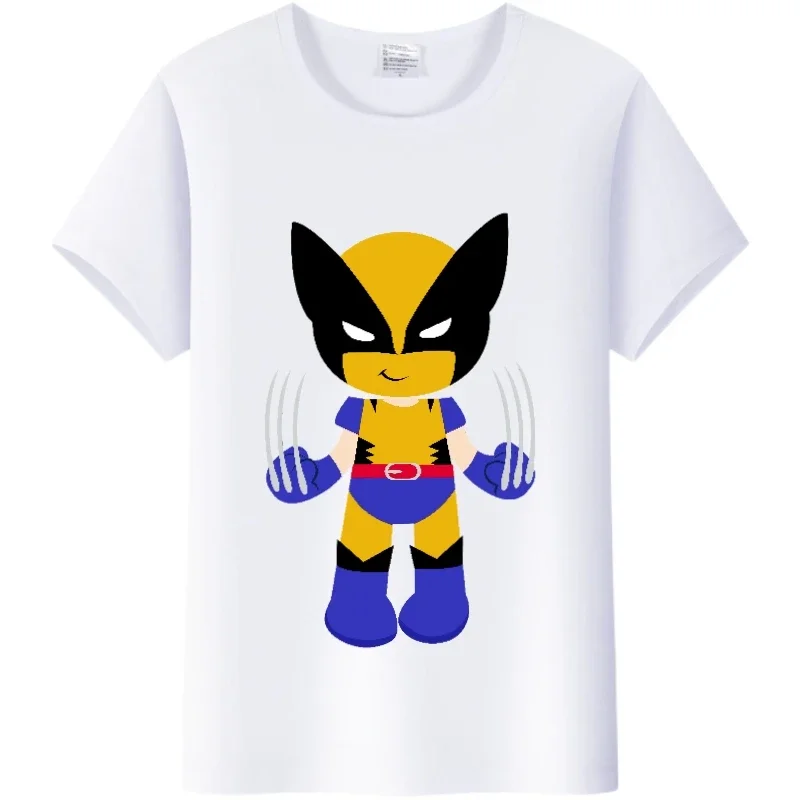 Cartoon Children's Deadpool Wolverine Pattern T-shirt Summer Top Short Sleeve T-shirt Shirt Clothing