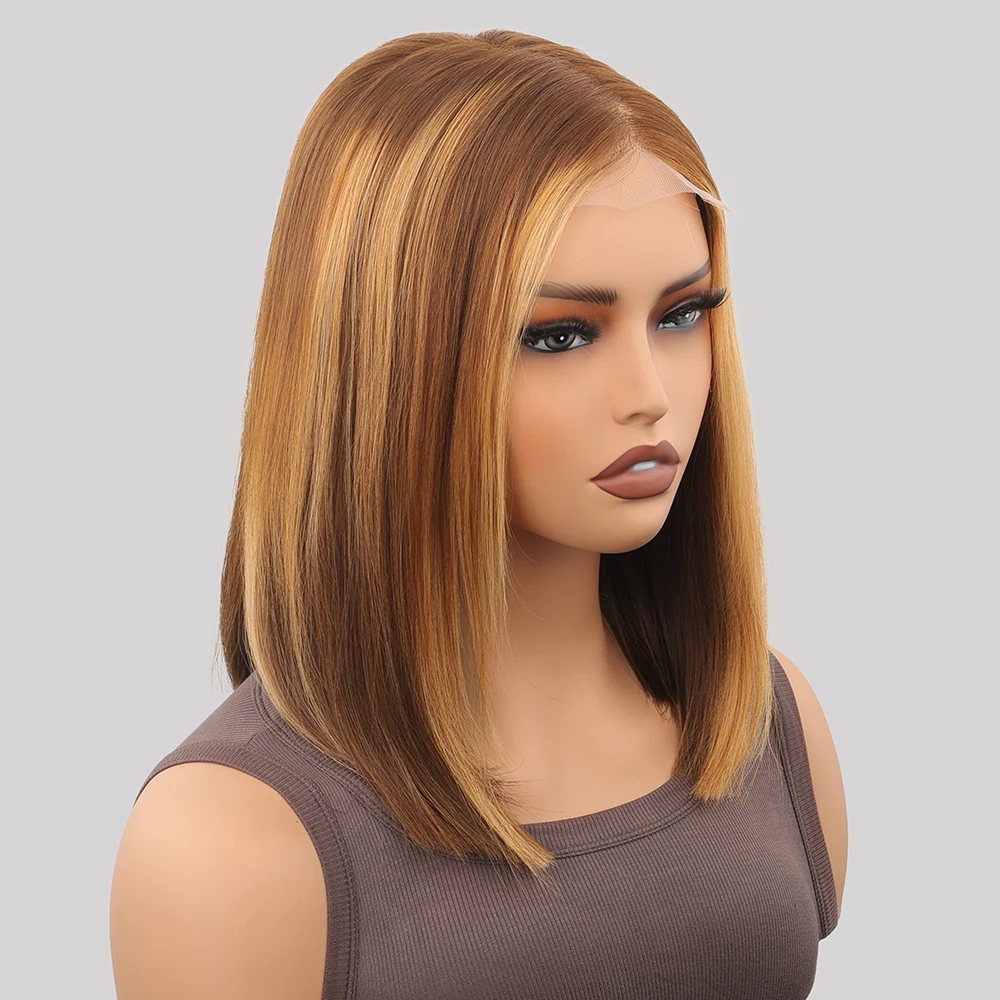 300% Bone Straight 4/27 Highlight Short Bob Wigs 99J Burgundy Glueless Wig Ready To Wear 5x5 Elastic Drawstring Lace Closure Wig