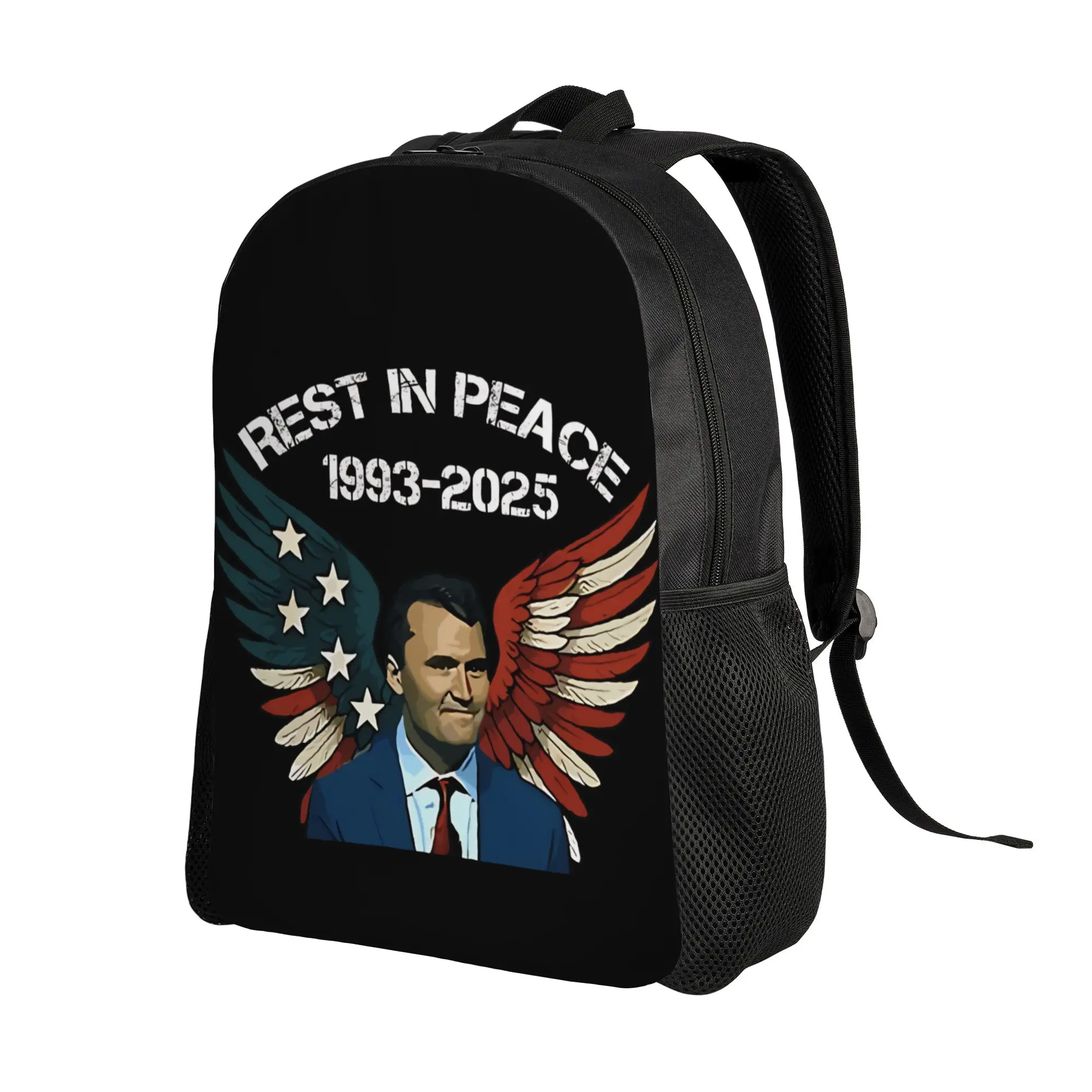 REST IN PEACE Charlie Kirk 1993-2025 Backpack  Youth Polyester Cycling Backpacks Soft Stylish School Bags Rucksack