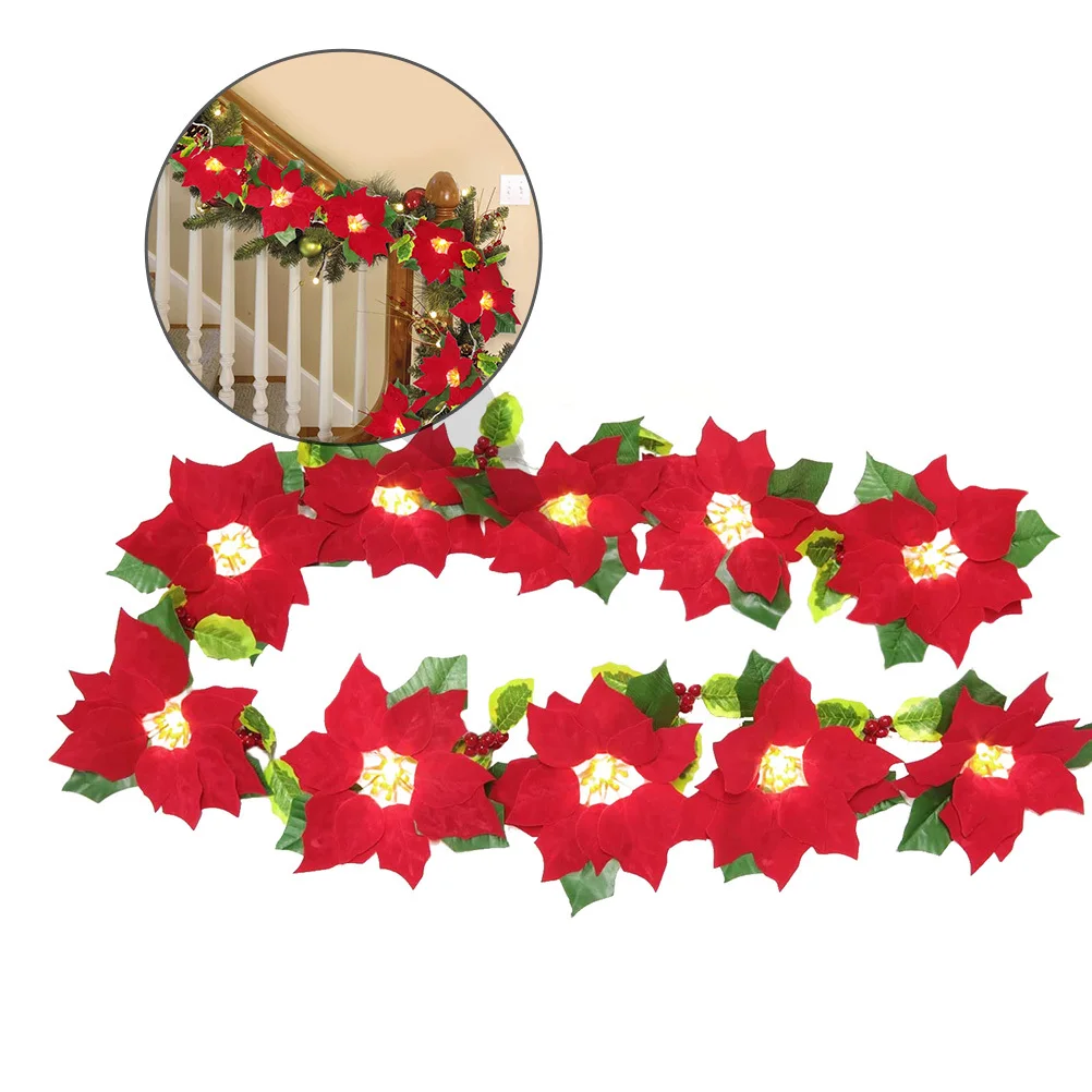 1 stks xmas rode bloem lichtslingers 2 m feestelijke lamp decor deur latei huis kerstversiering warme feestverlichting