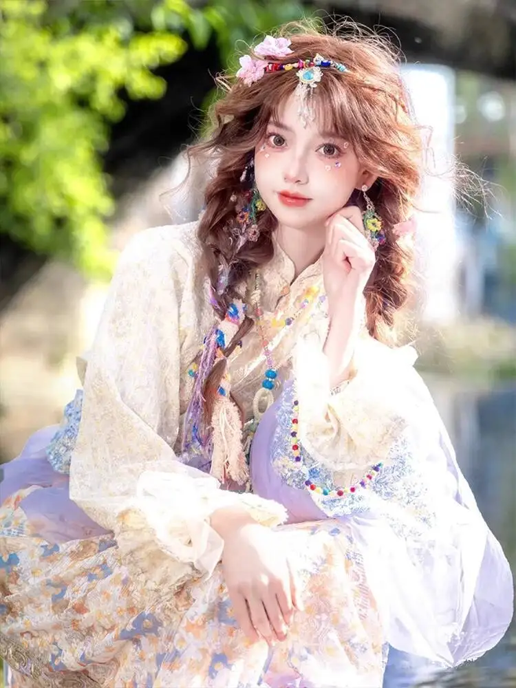 New Fiesta Carnival Halloween Cos Cosplay Hanfu Women Yunnan Minority Tibetan People Dai People Clothing Miao Family Clothing