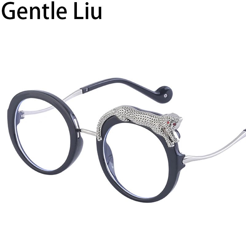 Lunettes de soleil rondes léopard pour femmes, lunettes anti-lumière bleue, nuances d'ordinateur, dames, marque de créateur, nouvelle mode, 2024